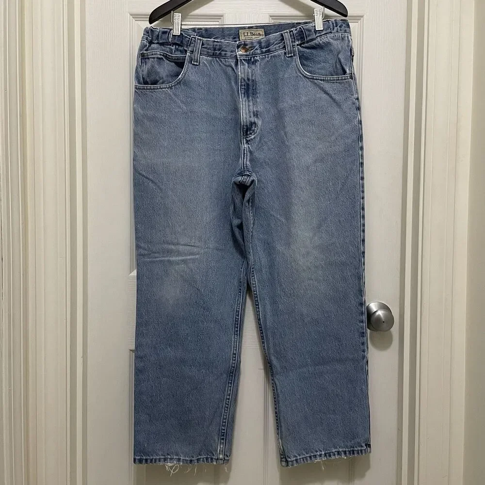 LL Bean Comfort Waist Jeans Relaxed Straight Medium Wash Men's Size‎ 38 X 29